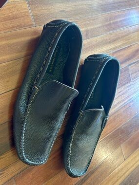 To Boot Brown Pebbled Leather Slip-On Loafers